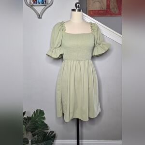 Light Green Smocked Dress Medium